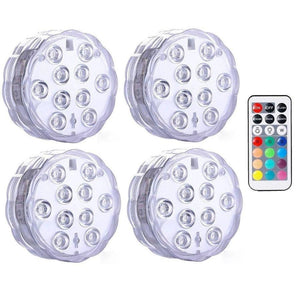 Set 4 Lămpi LED RGB Submersibile, Rezistente la Apă IP68 - Perfecte pentru Piscină, Acvariu și Decor Extern