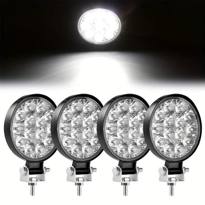 Set 4 Lumini de Lucru cu LED, 48W/42W - Reflectoare Impermeabile pentru Drumuri, 12V/24V, Faruri pentru Jeep