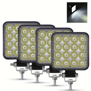 Set 4 Lumini de Lucru cu LED, 48W/42W - Reflectoare Impermeabile pentru Drumuri, 12V/24V, Faruri pentru Jeep