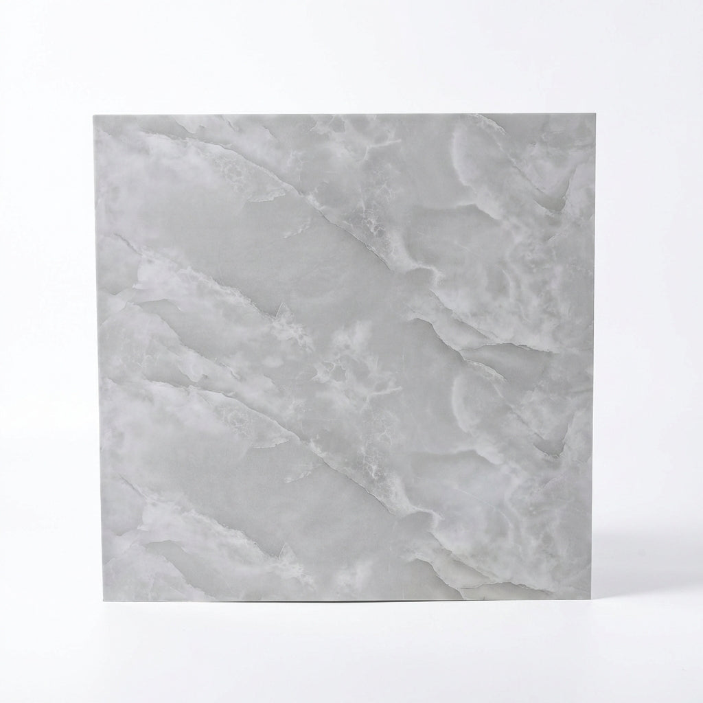 Set 5 Gresie PVC Autoadezivă Premium, Aspect Marmură Alb/Gri, 60x60 cm, Impermeabilă și Ignifugă, Montaj Rapid Fără Adeziv