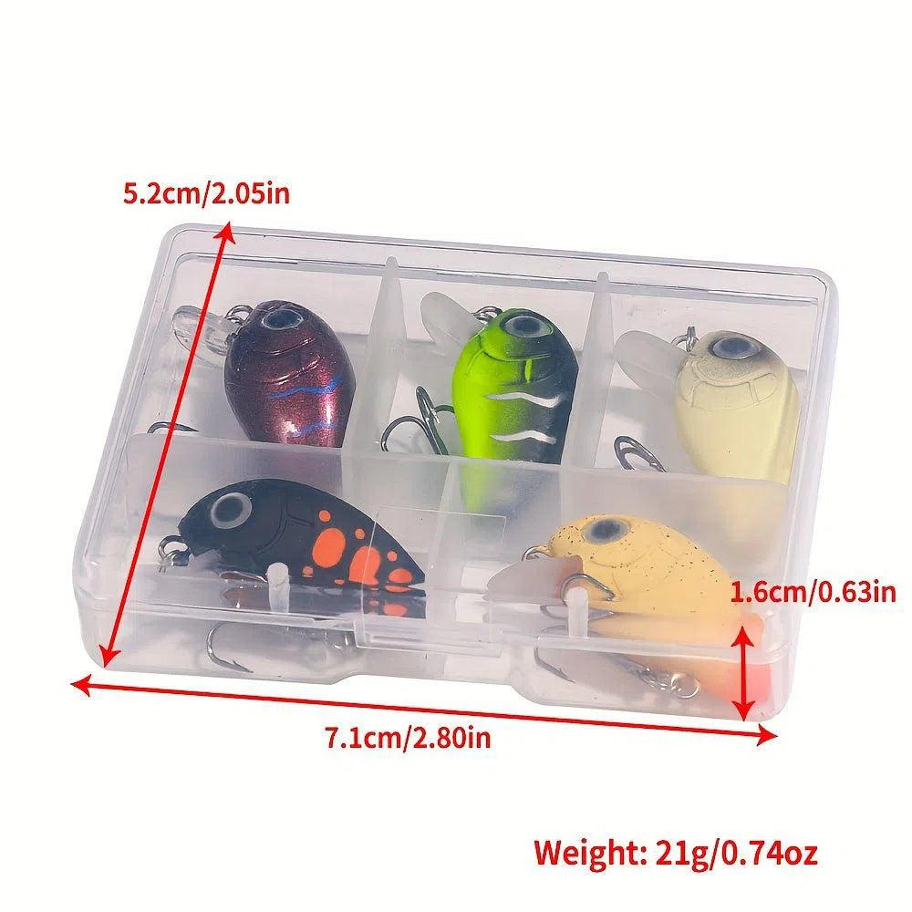 Set 5 Mini Crankbaits Premium - Wobblers Topwater 2.8 cm pentru Pescuit la Știucă și Bas