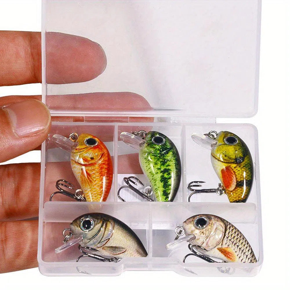 Set 5 Mini Crankbaits Premium - Wobblers Topwater 2.8 cm pentru Pescuit la Știucă și Bas