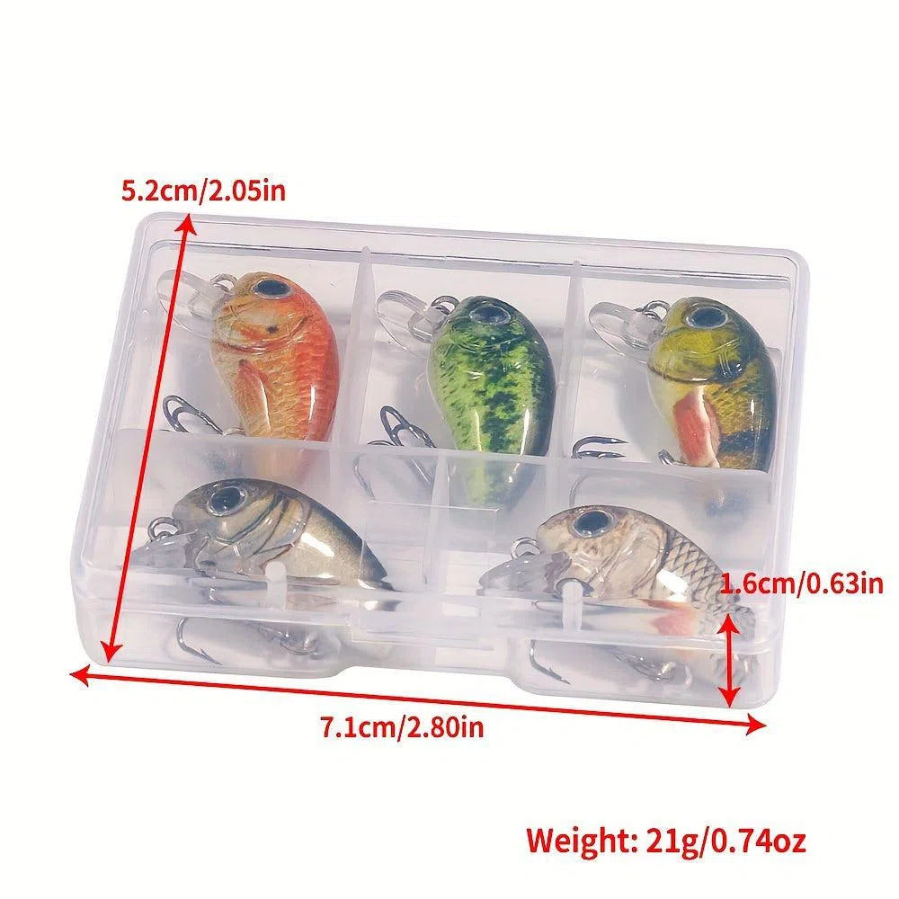 Set 5 Mini Crankbaits Premium - Wobblers Topwater 2.8 cm pentru Pescuit la Știucă și Bas