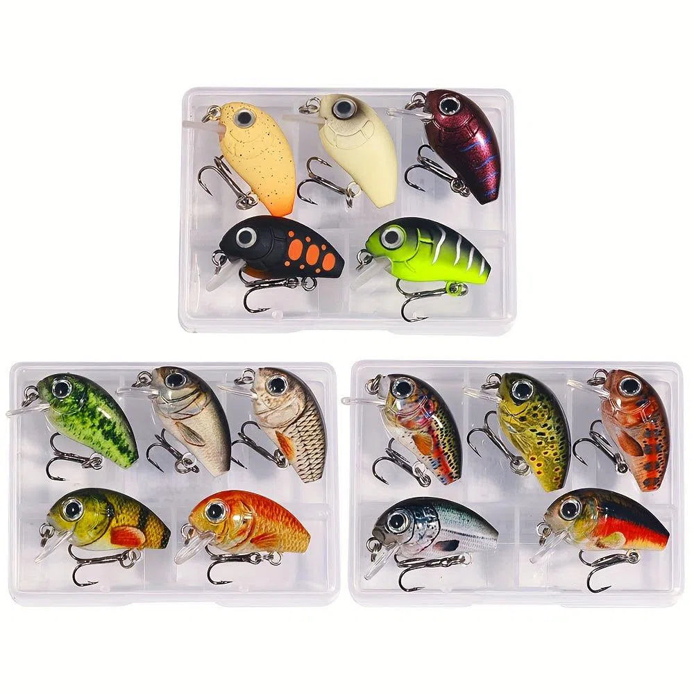 Set 5 Mini Crankbaits Premium - Wobblers Topwater 2.8 cm pentru Pescuit la Știucă și Bas