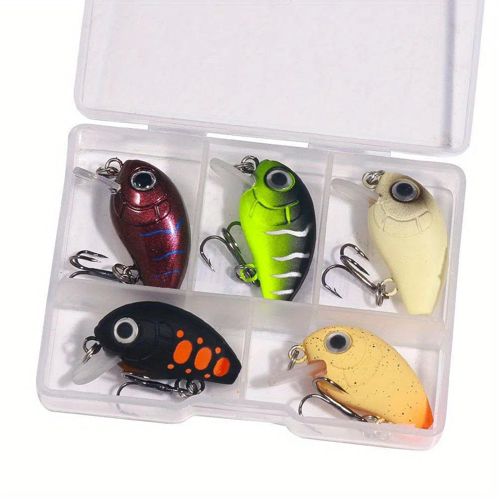 Set 5 Mini Crankbaits Premium - Wobblers Topwater 2.8 cm pentru Pescuit la Știucă și Bas