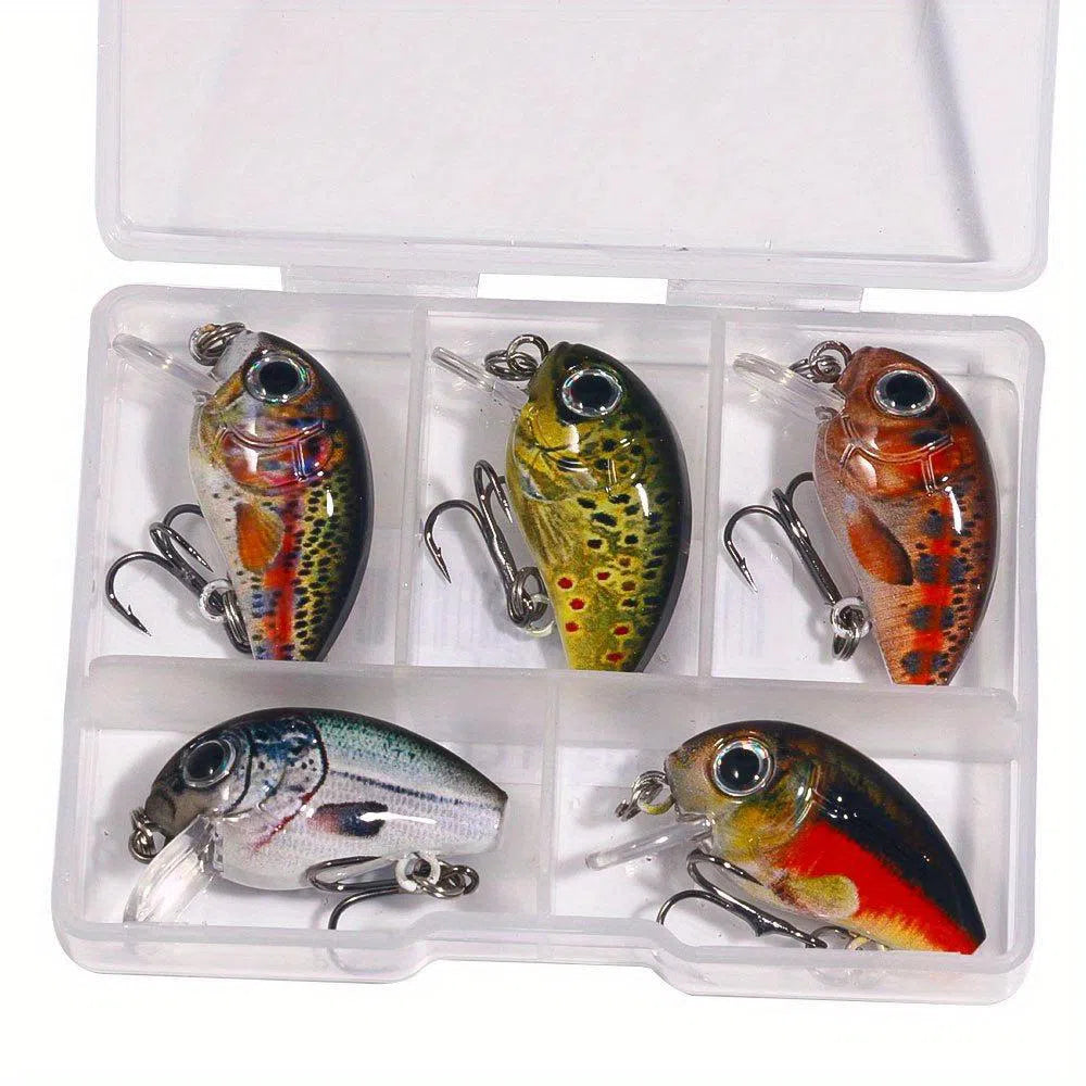 Set 5 Mini Crankbaits Premium - Wobblers Topwater 2.8 cm pentru Pescuit la Știucă și Bas