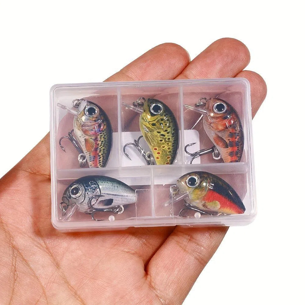 Set 5 Mini Crankbaits Premium - Wobblers Topwater 2.8 cm pentru Pescuit la Știucă și Bas