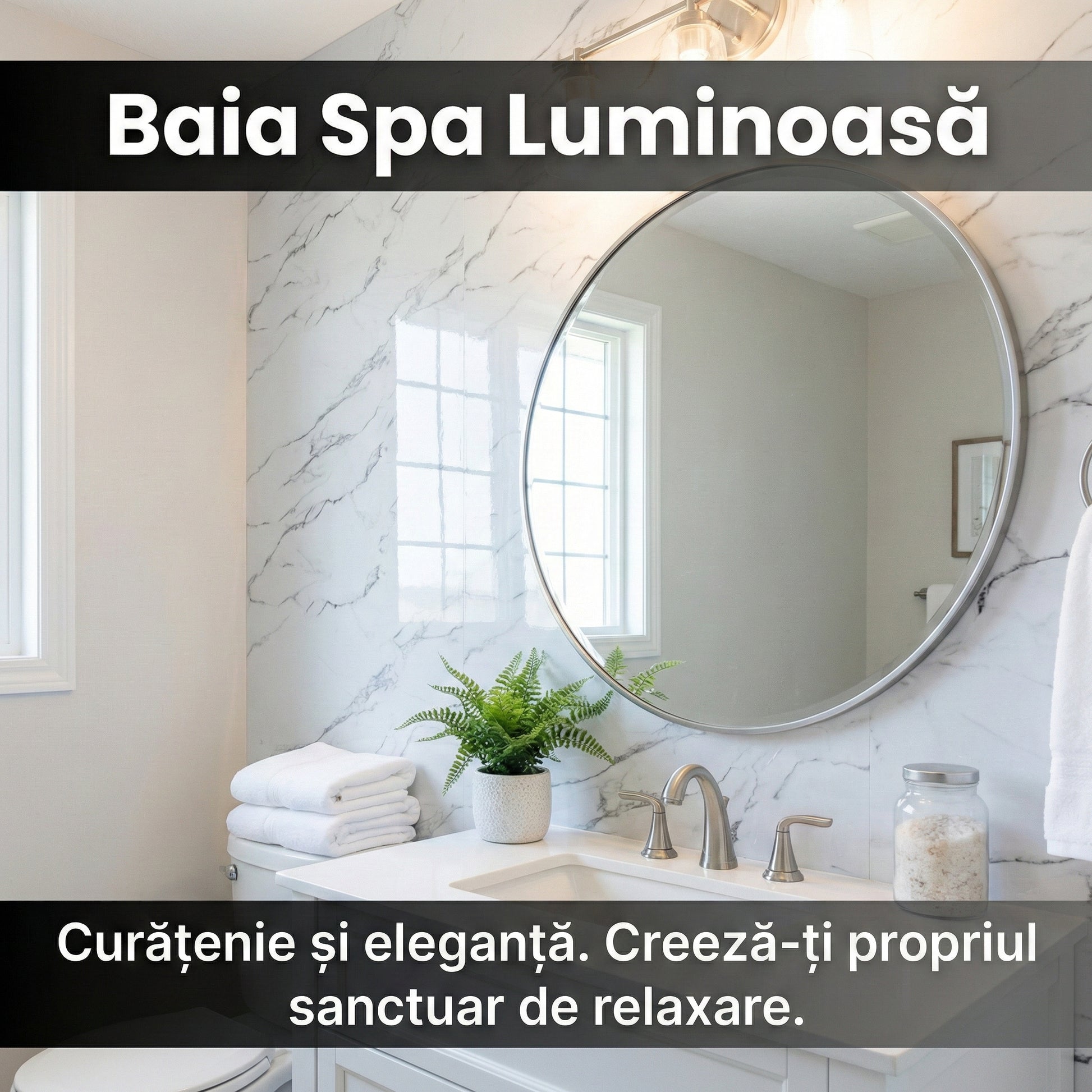 Set 5 Plăci Autocolante 3D cu Aspect de Marmură, 60x60 cm, Design Modern, Impermeabile și Ușor de Curățat, Alb