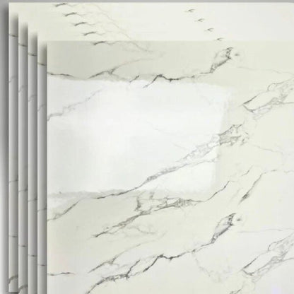 Set 5 Plăci Autocolante 3D cu Aspect de Marmură, 60x60 cm, Design Modern, Impermeabile și Ușor de Curățat, Alb