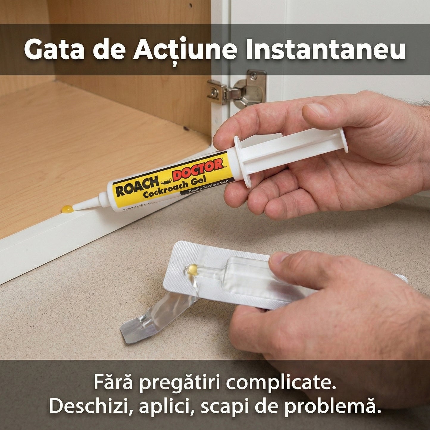 Set 5 x Gel Anti-Gândaci Roach Doctor, Seringă Aplicare 30g, Eliminare Rapidă în 24h, Efect de Cascadă, Interior/Exterior