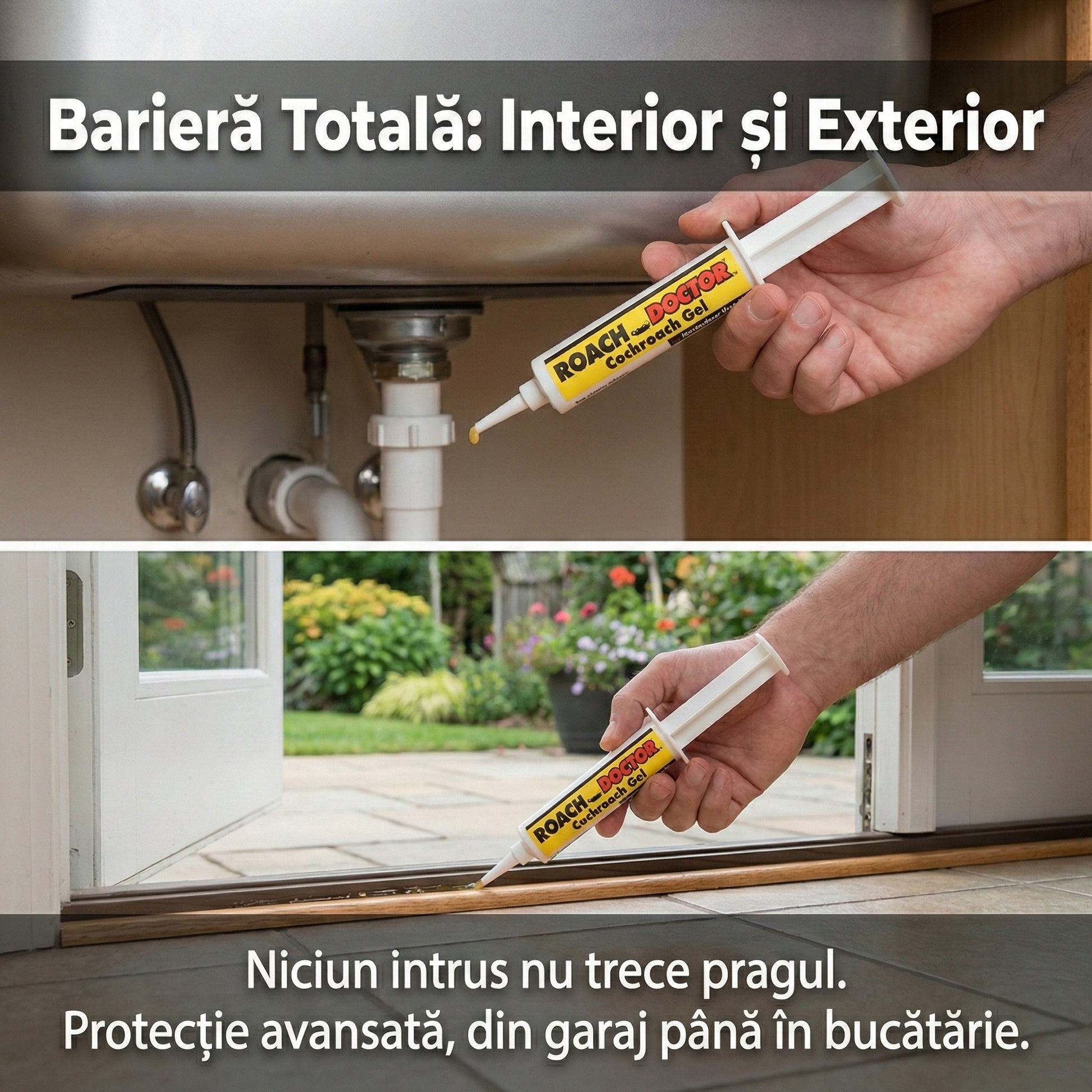 Set 5 x Gel Anti-Gândaci Roach Doctor, Seringă Aplicare 30g, Eliminare Rapidă în 24h, Efect de Cascadă, Interior/Exterior
