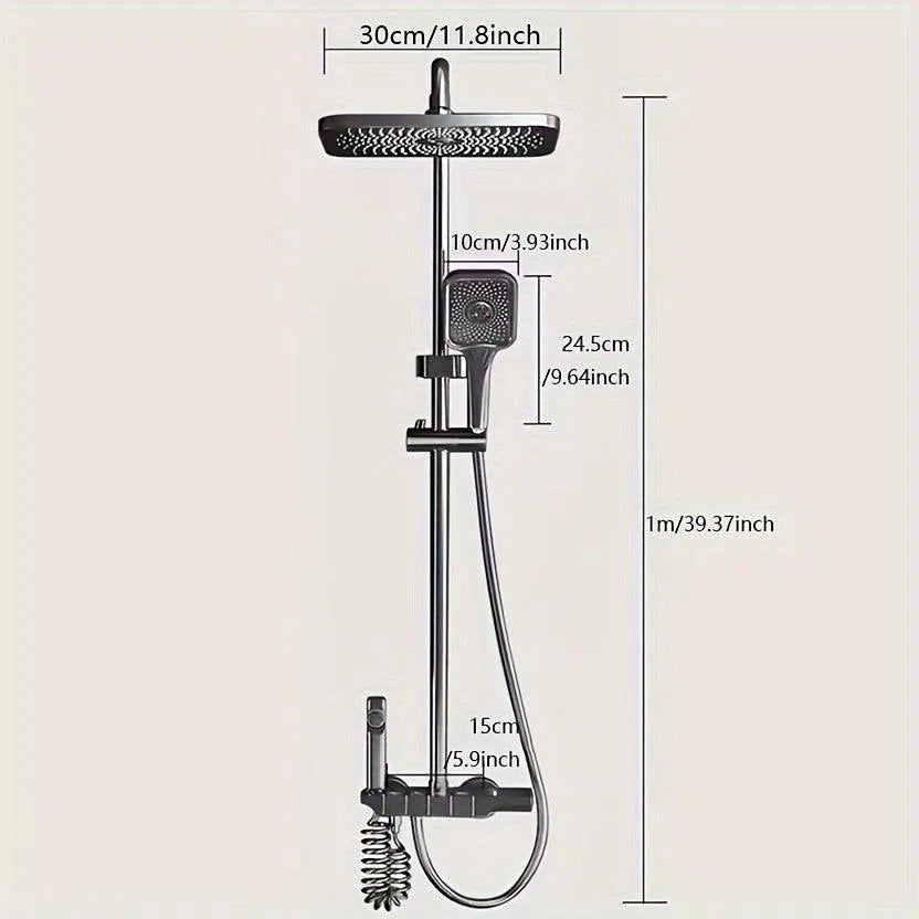 Set Duș Multifuncțional TWINBELL cu 4 Moduri – Sistem de Duș cu Cap de Duș Tip Ploaie și Pulverizator de Mână, Montare pe Perete