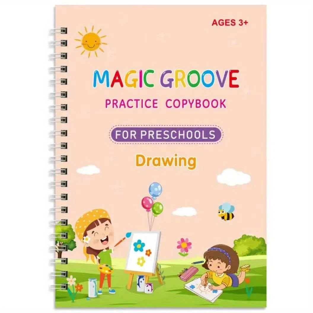 Set Educațional pentru Copii cu 4 Cărți și Stilou Magic – Carte de Exerciții pentru Educație Timpurie