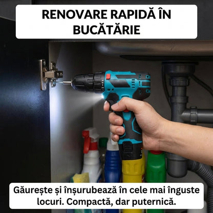 Set Scule 2-în-1: Bormașină & Flex (Polizor) pe Acumulator 48V - Kit Complet cu 2 Baterii + Accesorii