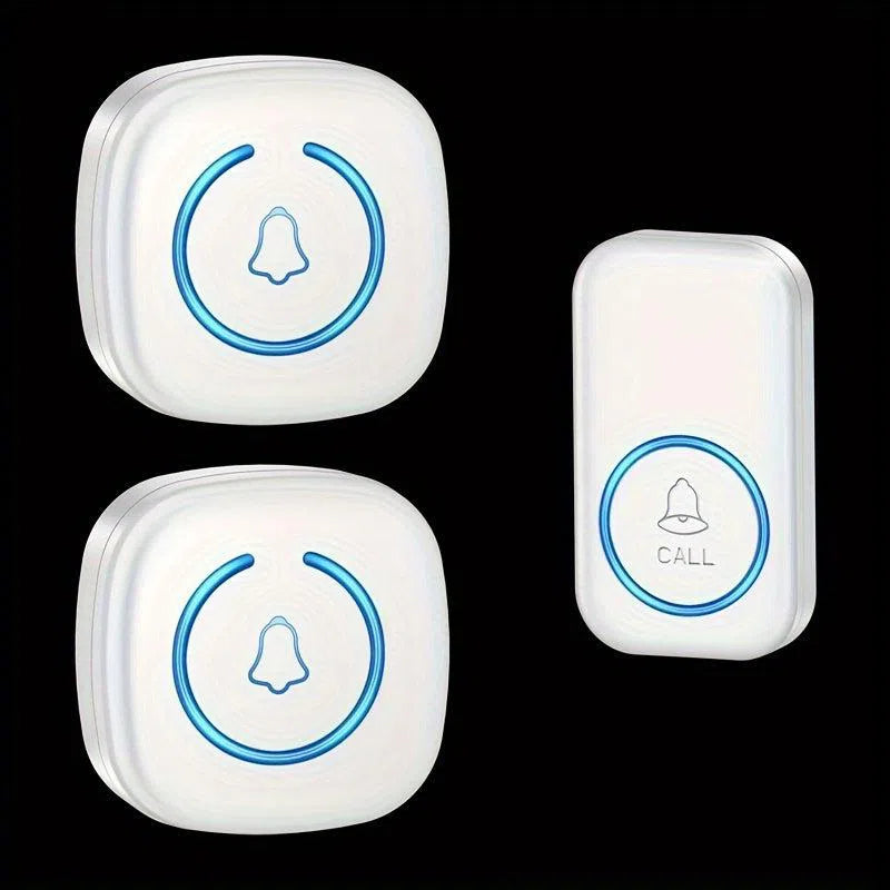 Set Sonerie Wireless Rezistentă la Apă cu 60 de Tonuri, 5 Nivele de Volum și Flash LED - 1 Buton și 2 Receptoare