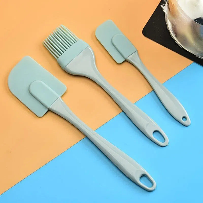 Set de 3 Spatule și Pensule din Silicon pentru Copt și Gătit la Grătar - Ustensile de Bucătărie Durabile