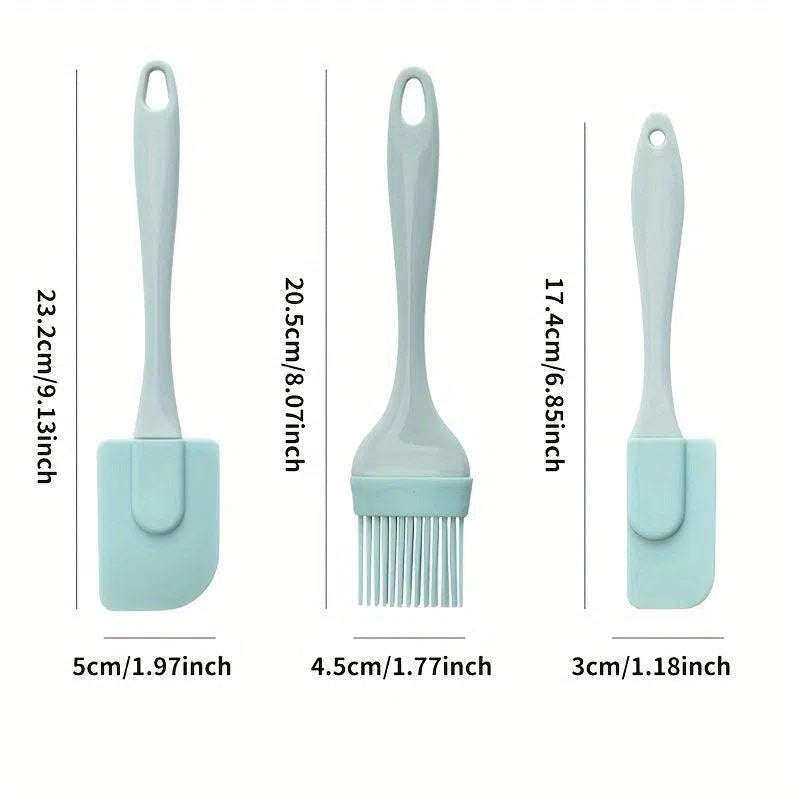 Set de 3 Spatule și Pensule din Silicon pentru Copt și Gătit la Grătar - Ustensile de Bucătărie Durabile