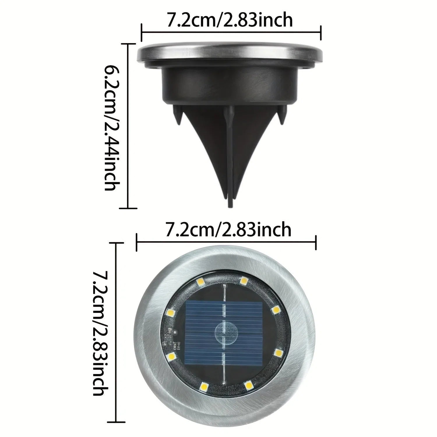 Set de 8/12 lumini solare de sol, 8 LED-uri, din oțel inoxidabil, pentru exterior