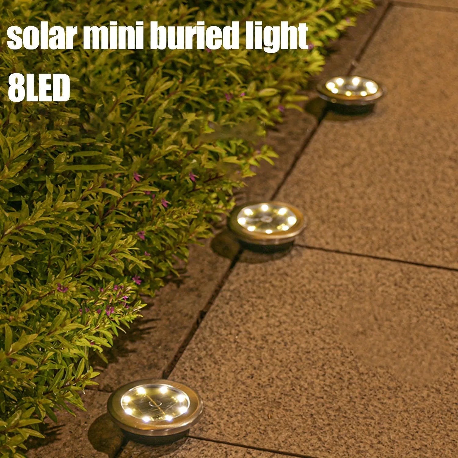 Set de 8/12 lumini solare de sol, 8 LED-uri, din oțel inoxidabil, pentru exterior