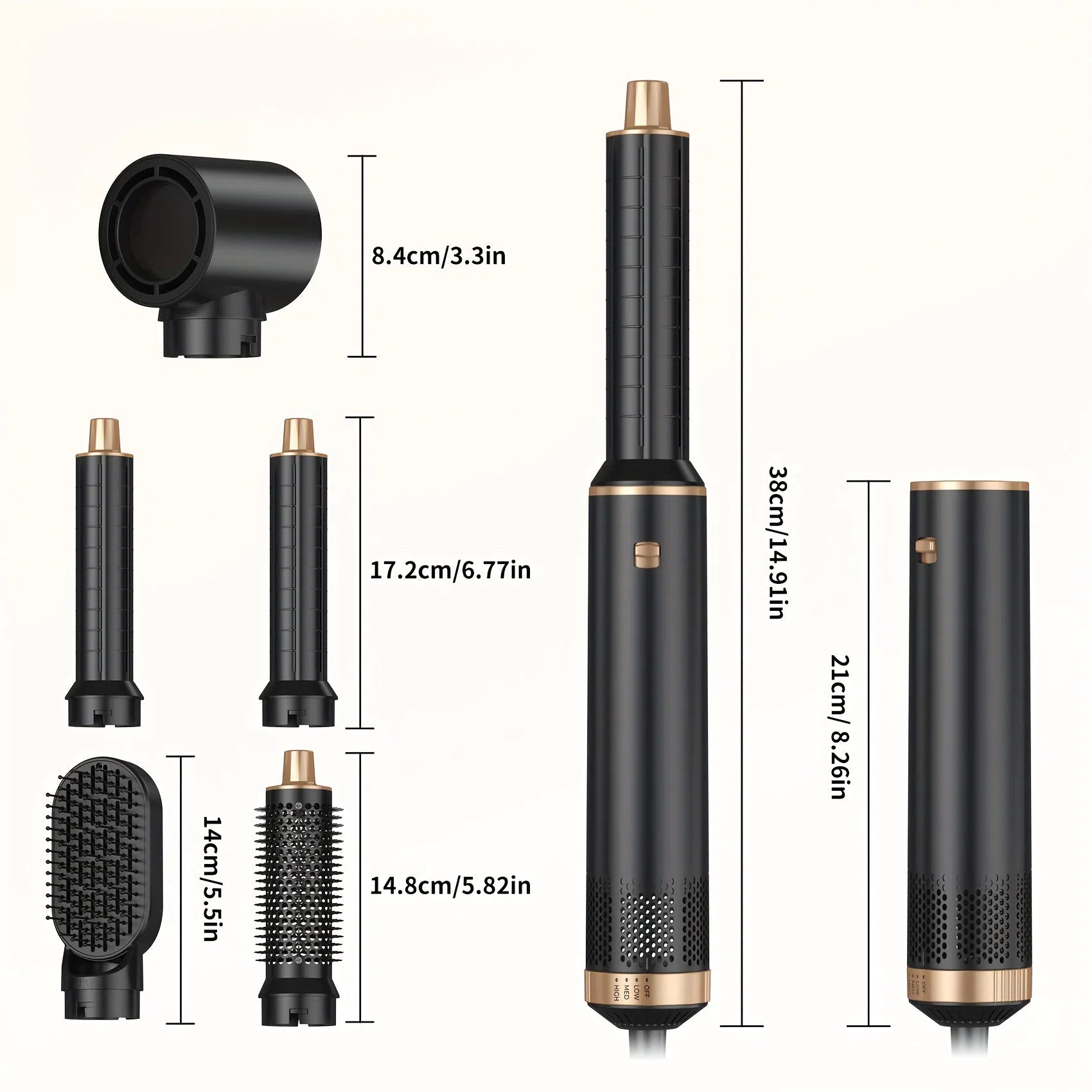 Set perii de coafat cu aer cald 5-în-1, capete interschimbabile pentru uscare rapidă și coafare 800w