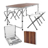 Set Masă Camping Pliabilă cu 4 Scaune, Cadru Aluminiu și Blat MDF