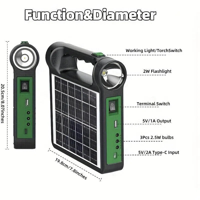 Sistem Generator Solar Portabil NITEK cu LED și Baterie Litiu 6000mAh