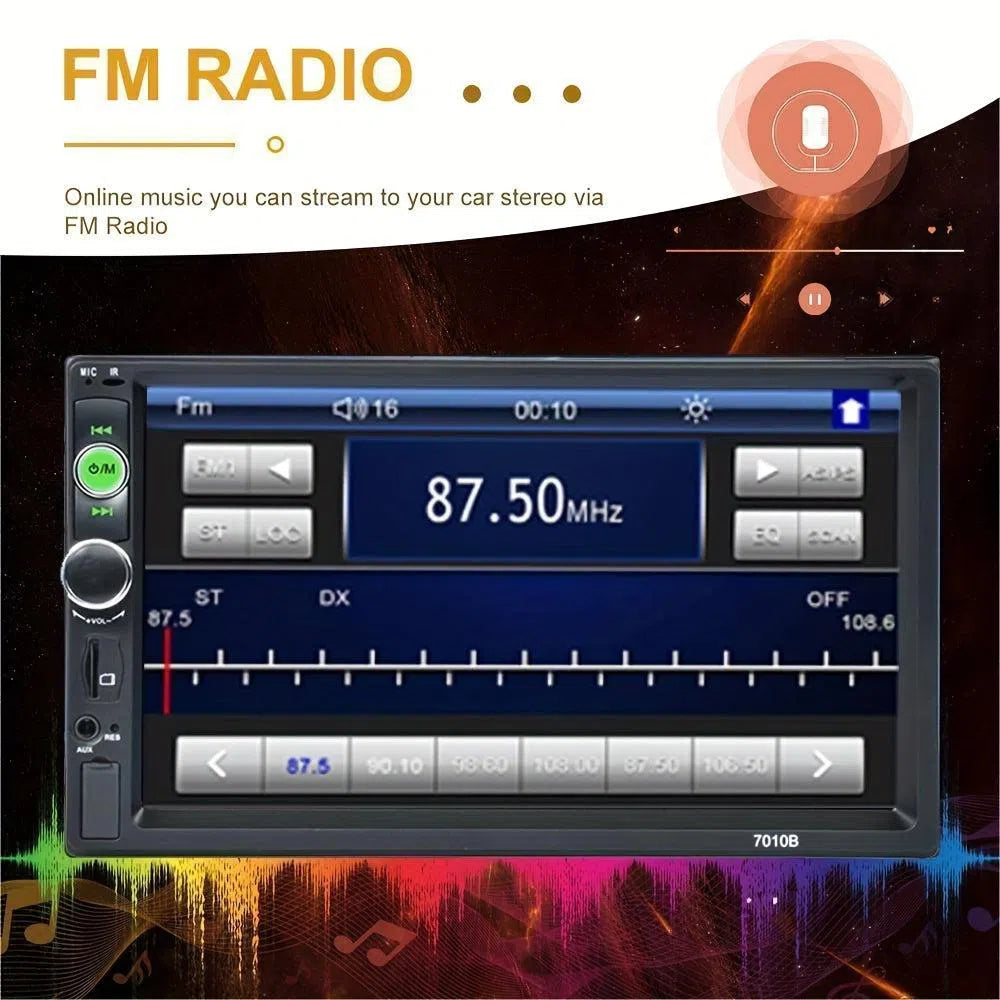 Sistem audio auto 2 Din cu ecran tactil de 17.78 cm - MP5 player, radio FM, B-T, Mirror Link, apeluri hands-free