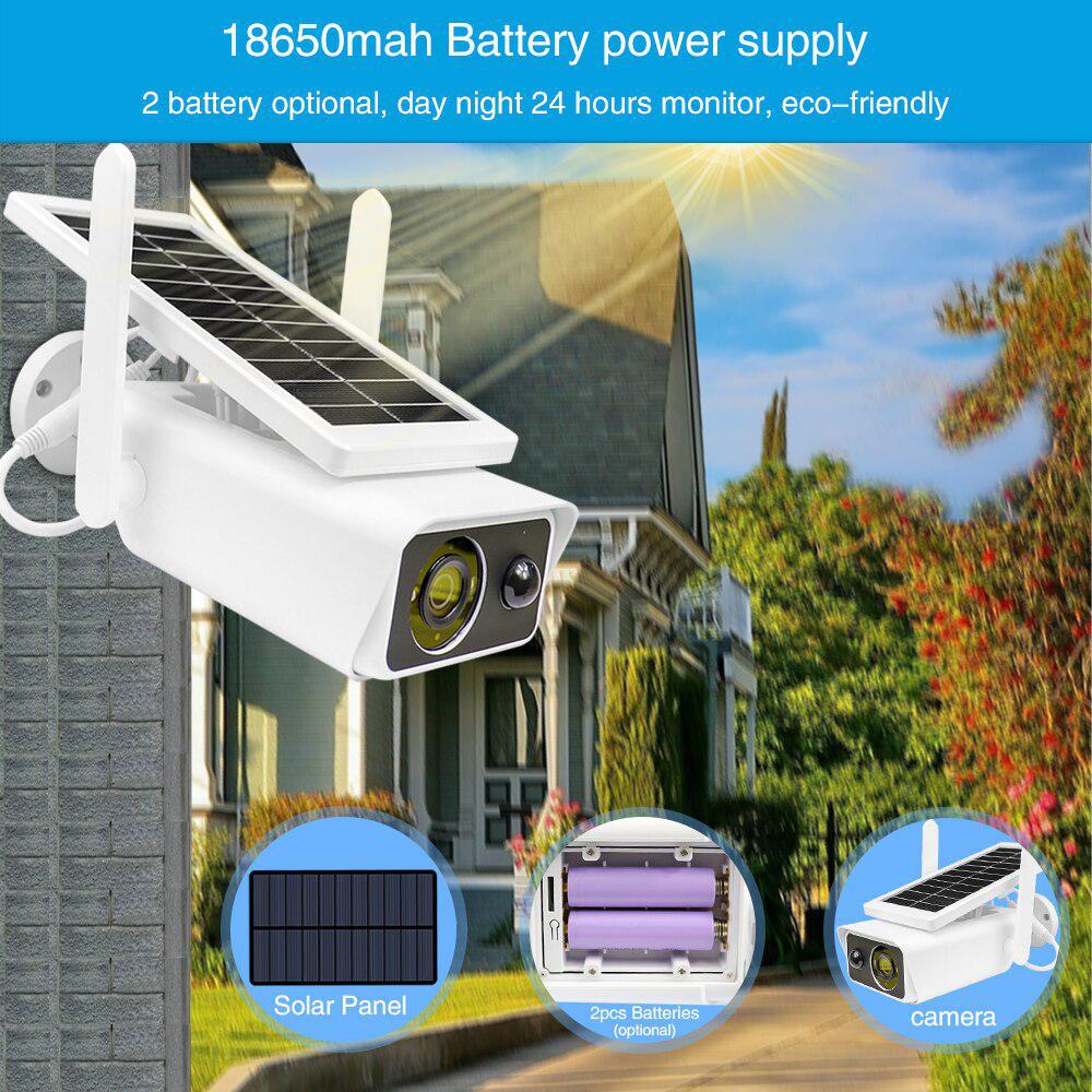 Smart Camera WIFI Exterior cu Încărcare Solară FULL HD 1080p + Suport Card 128GB