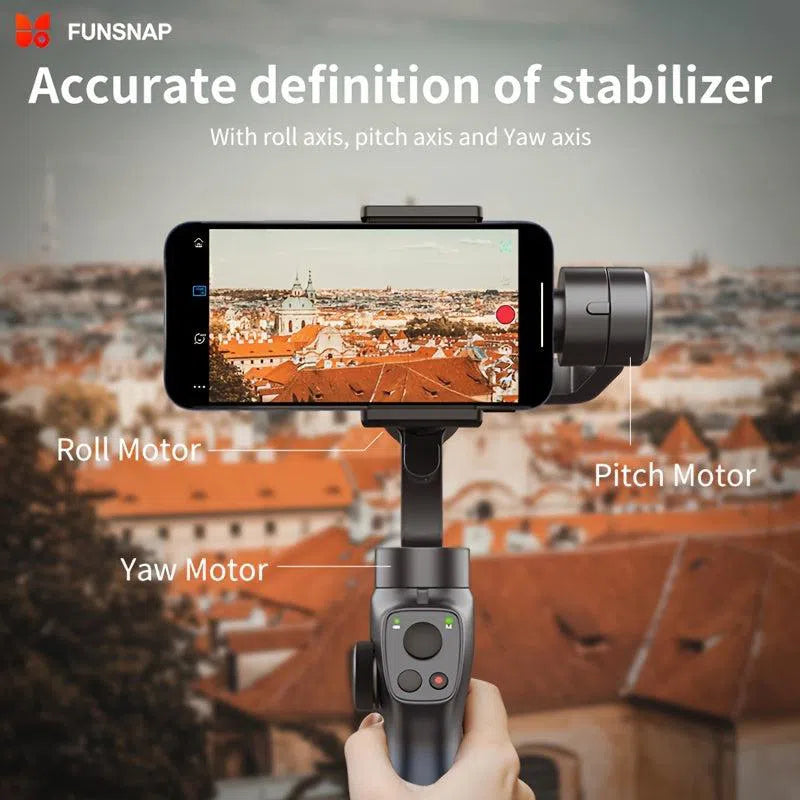 Stabilizator gimbal cu 3 axe pentru toate tipurile de smartphone-uri - compatibil cu iPhone, Samsung și Android, cu roată de focalizare, ideal pentru Vlog