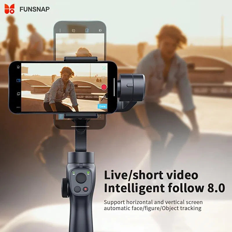 Stabilizator gimbal cu 3 axe pentru toate tipurile de smartphone-uri - compatibil cu iPhone, Samsung și Android, cu roată de focalizare, ideal pentru Vlog