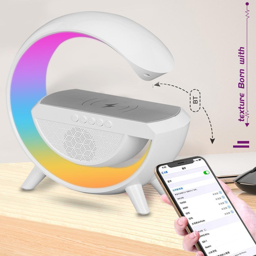 Stație Încărcare Wireless 3 în 1 cu Lampa RGB și Boxă Bluetooth