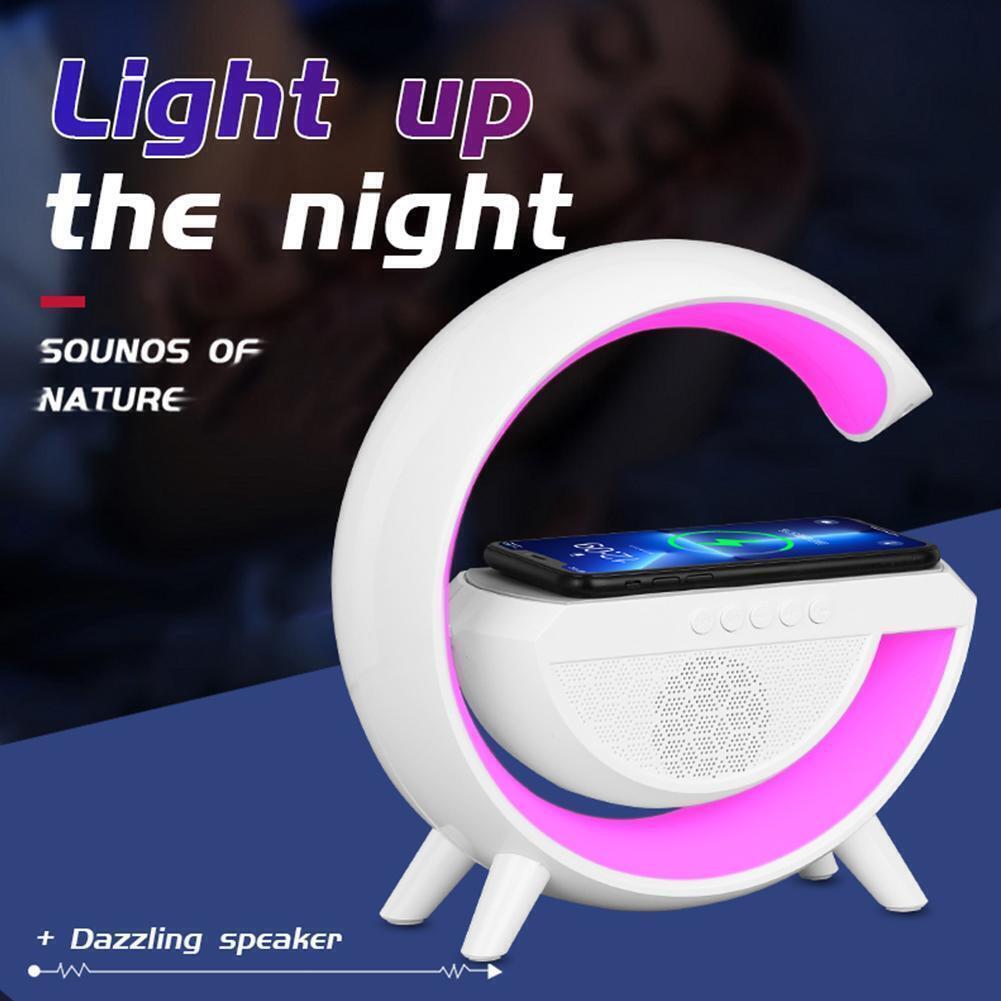 Stație Încărcare Wireless 3 în 1 cu Lampa RGB și Boxă Bluetooth