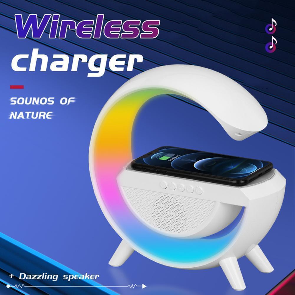 Stație Încărcare Wireless 3 în 1 cu Lampa RGB și Boxă Bluetooth