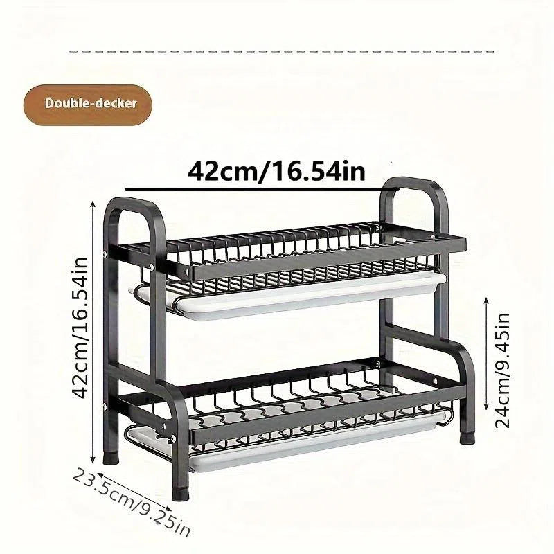 Stativ multifuncțional metalic pentru uscat vase, cu 2/3 niveluri și capacitate mare