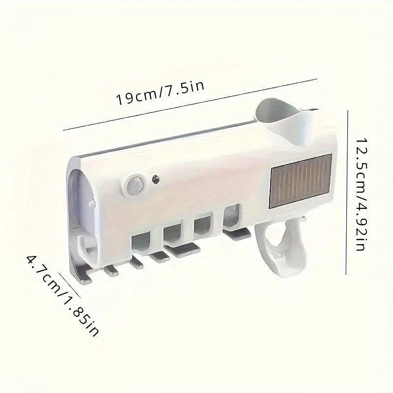 Sterilizator UV pentru Periuțe de Dinți - Suport Montat pe Perete cu Dozator Automat de Pastă