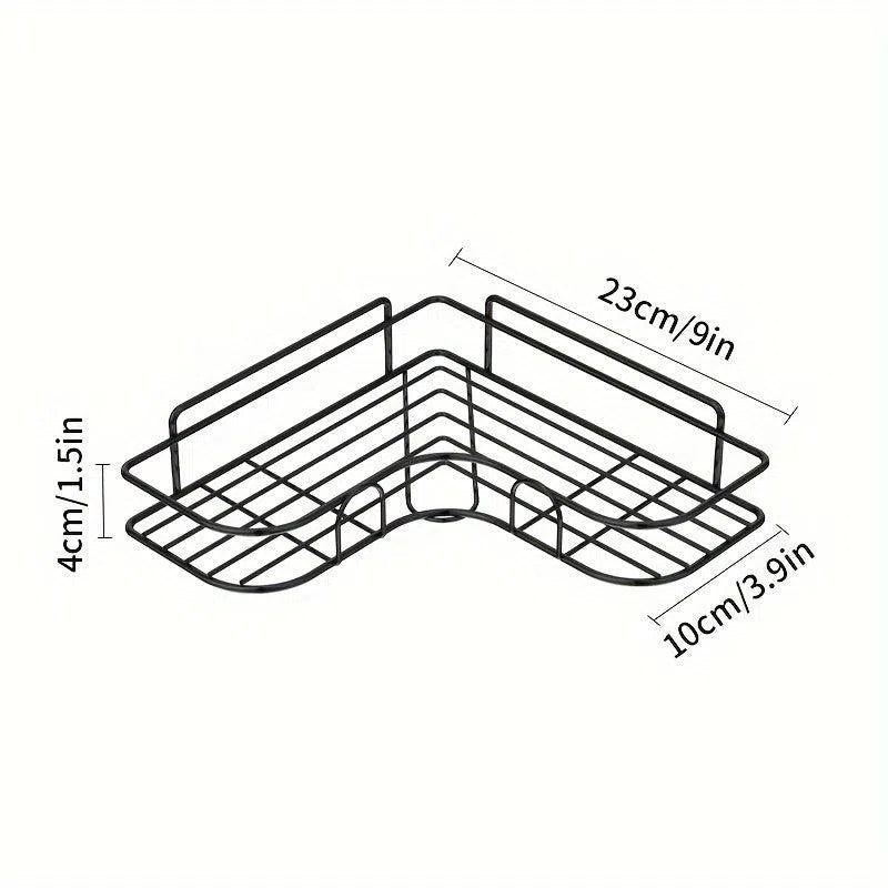 Suport colțar fără găuri, raft de baie montat pe perete - ideal pentru depozitarea șamponului și cosmeticelor