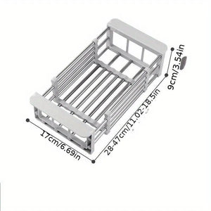 Suport de Scurgere din Oțel Inoxidabil pentru Bucătărie - Raft Retractabil pentru Chiuvetă, Depozitare Vase și Vesele