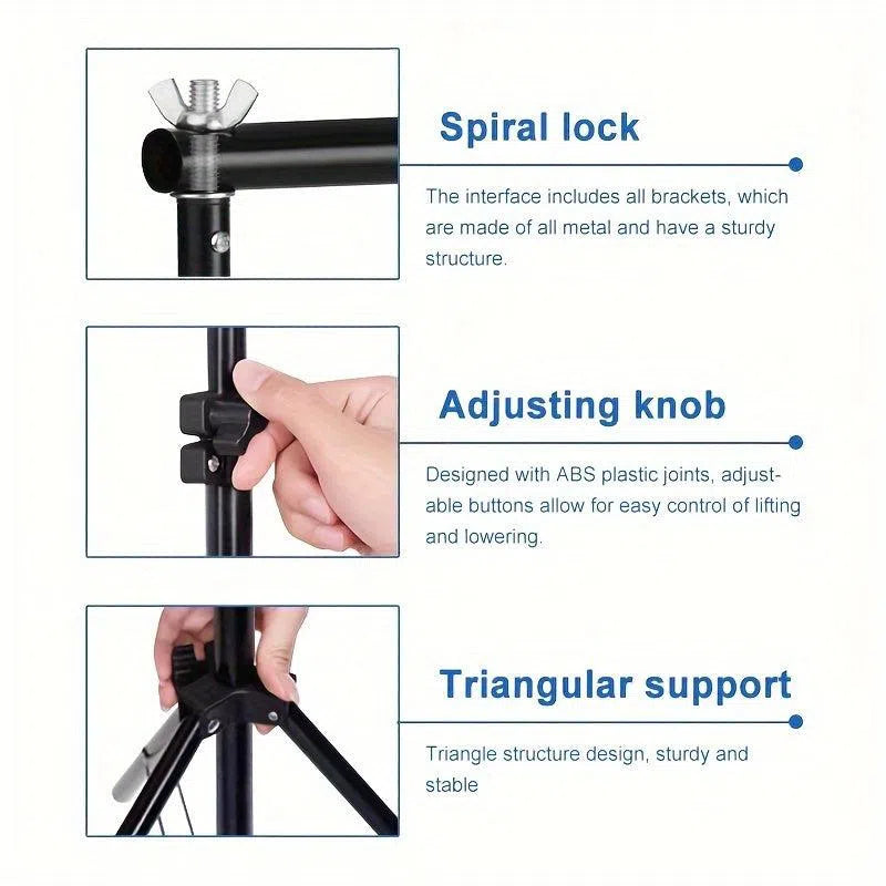 Suport reglabil pentru fundal fotografic cu fundal din muselină albă – suport telescopic portabi