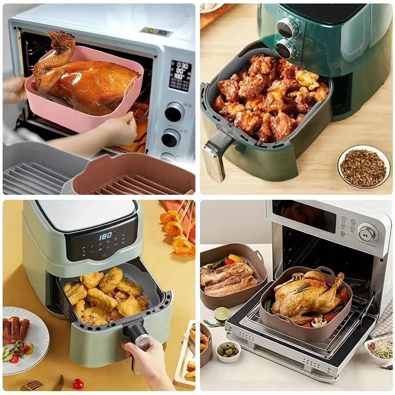 Tavă de silicon pentru air fryer – platou antiaderent pentru gătit sănătos