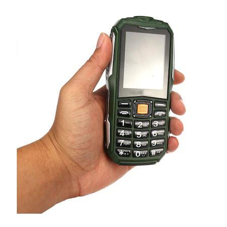 Telefon Militar 2800 mAh, Dual SIM, FM Radio, Lanternă, Verde-Gri