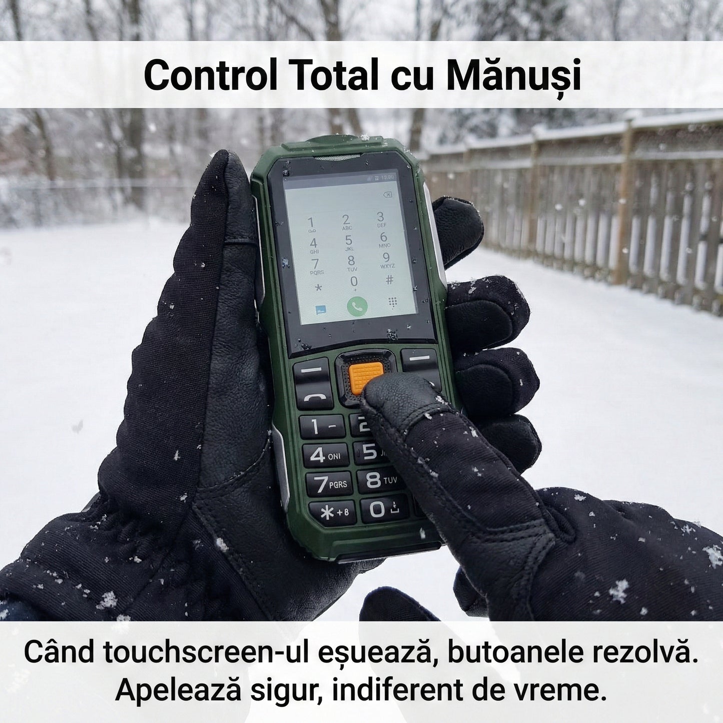Telefon Mobil Militar Anti-Șoc, Baterie 2800mAh, Dual SIM, Lanternă și Radio FM, Rezistent la Apă și Praf, Verde-Gri