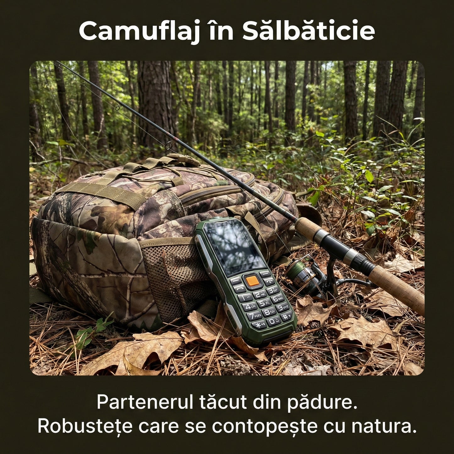 Telefon Mobil Militar Anti-Șoc, Baterie 2800mAh, Dual SIM, Lanternă și Radio FM, Rezistent la Apă și Praf, Verde-Gri