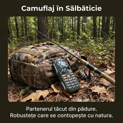 Telefon Mobil Militar Anti-Șoc, Baterie 2800mAh, Dual SIM, Lanternă și Radio FM, Rezistent la Apă și Praf, Verde-Gri