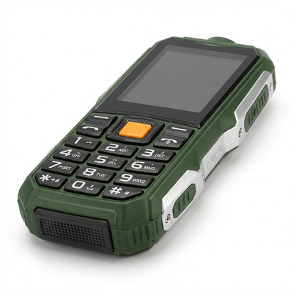 Telefon Mobil Militar Anti-Șoc, Baterie 2800mAh, Dual SIM, Lanternă și Radio FM, Rezistent la Apă și Praf, Verde-Gri