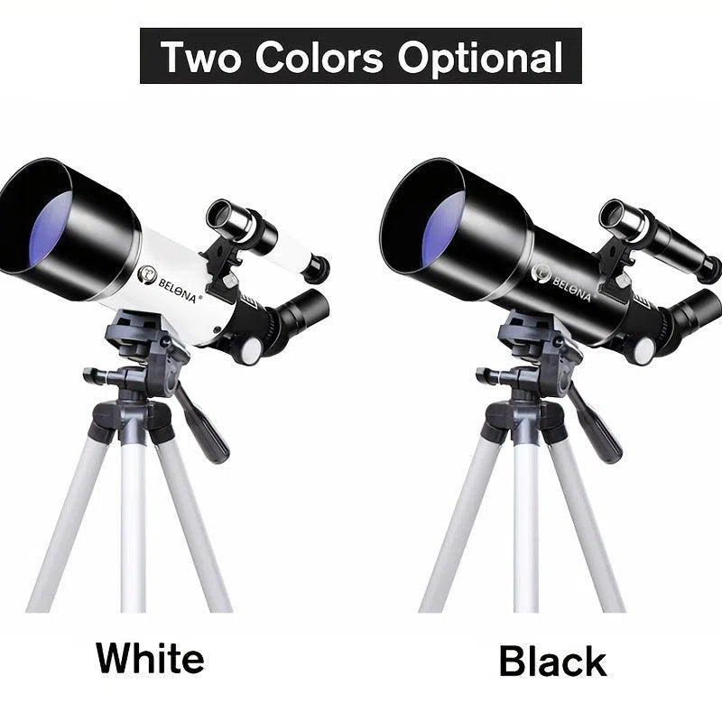 Telescop Astronomic 70mm/400mm pentru Adulți - Refractor pentru Observarea Stelelor, cu Adaptor Smartphone și Telecomandă