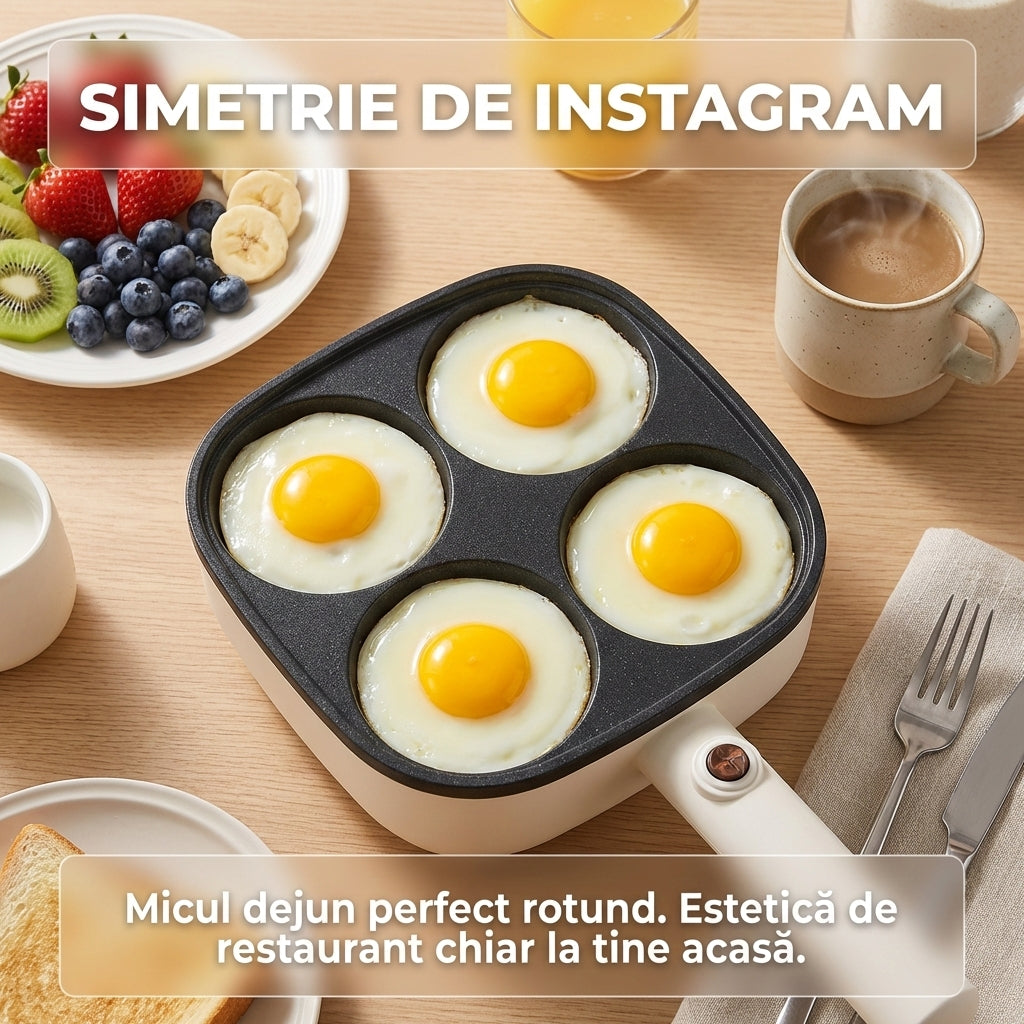 Tigaie Electrică pentru Mic Dejun "A la Paris", 4 Compartimente, 500W, Antiaderentă