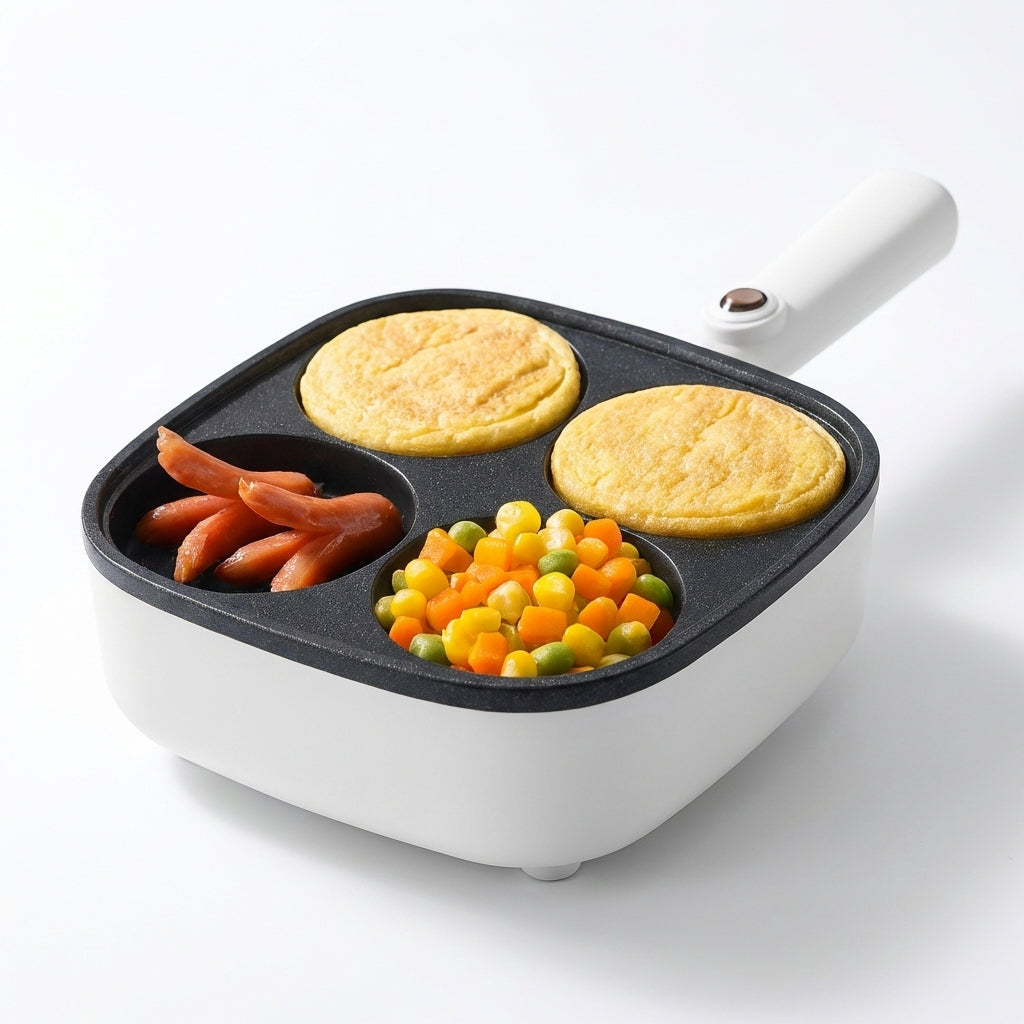 Tigaie Electrică pentru Mic Dejun "A la Paris", 4 Compartimente, 500W, Antiaderentă