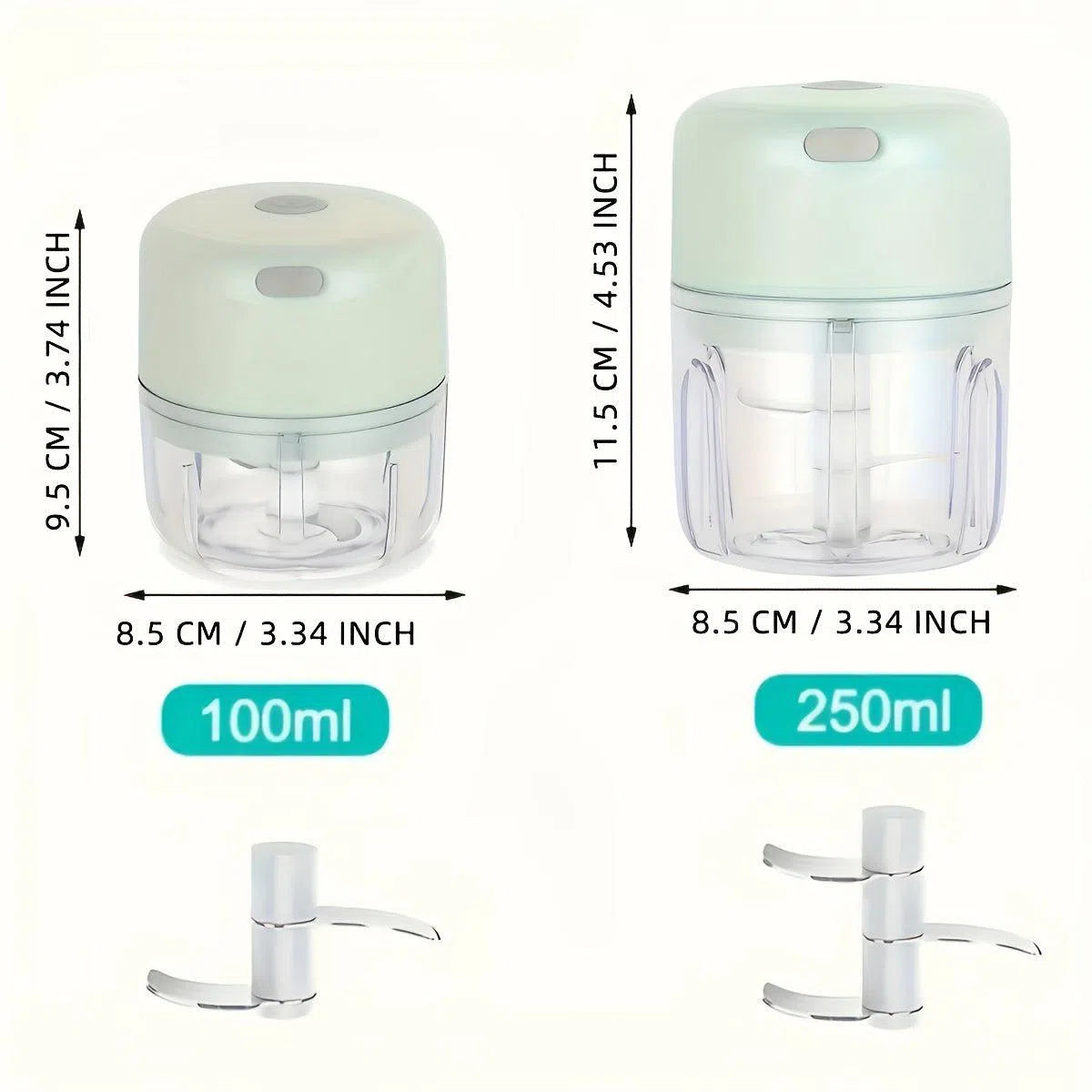 Tocător electric mini portabil pentru alimente, reîncărcabil prin USB, 250 ml