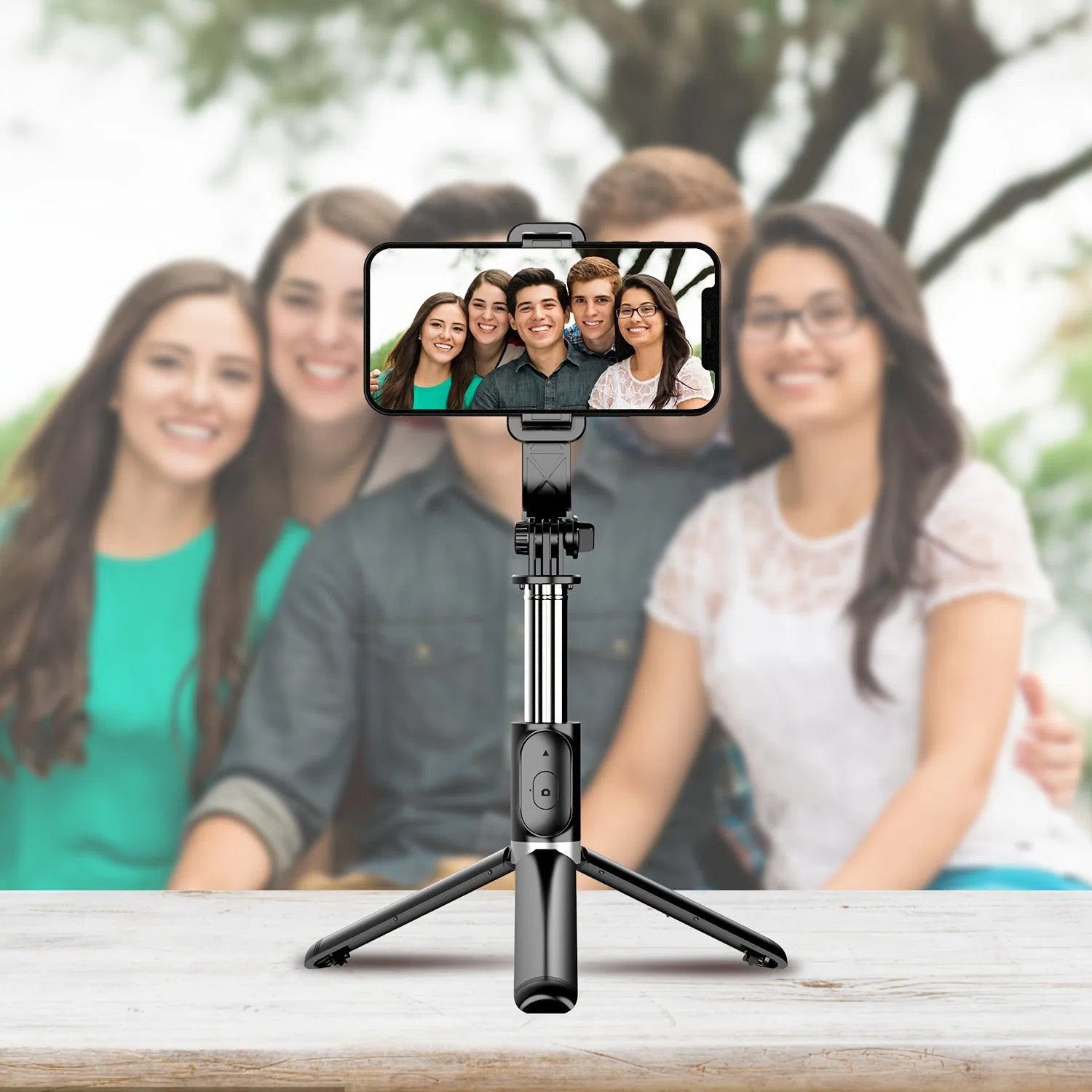 Trepied selfie stick de 40" pentru telefon, extensibil și multifuncțional, cu telecomandă wireless și rotire la 360°