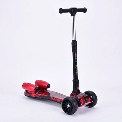 Trotinetă cu Aburi și Lumini LED, Conexiune Bluetooth pentru Muzică, Roți PU Luminoase, Pliabilă, Roșu